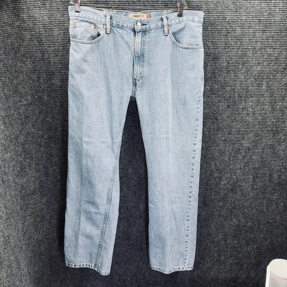 Levi's 505 Straight Fit Jeans Mens 38x32 Light Wash Blue Excellent Denim Cotton